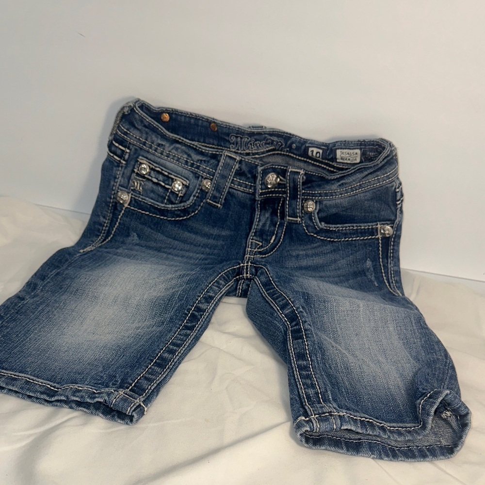Miss Me Distressed Blue Denim Kids Shorts